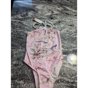 Stella Cove Pink Floral Birds One Piece Swimsuit- Size 10 NEW Kids
